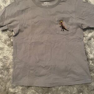 Uniqlo x Basquiat Light Gray Short Sleeve Tee with Dinosaur Embroidered Pocket